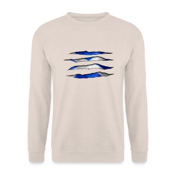 Schottland Aufgerissen 003 AllroundDesigns - Unisex Pullover - Sand - Vorne - Alina (178cm) & Michal (187cm)