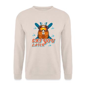 Skieur Ski Cochon d’Inde - Sweat-shirt Unisexe - sable - Devant - Alina (178cm) & Michal (187cm)