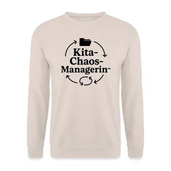 Kita-Chaos-Managerin - Unisex Pullover - Sand - Vorne - Alina (178cm) & Michal (187cm)