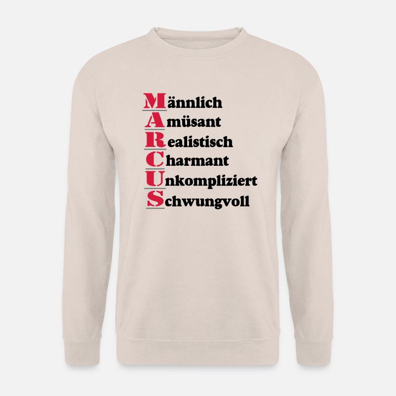Marcus Vorname,Namensschild,Name,Fun Shirt (25) - Unisex Pullover - Sand