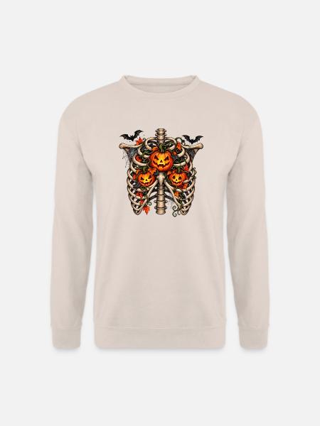 Halloween-Rippen mit Kürbis - Unisex Pullover - Sand