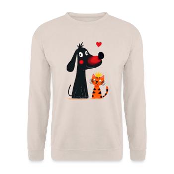 Chien amoureux du chat - Sweat-shirt Unisexe - sable - Devant - Alina (178cm) & Michal (187cm)
