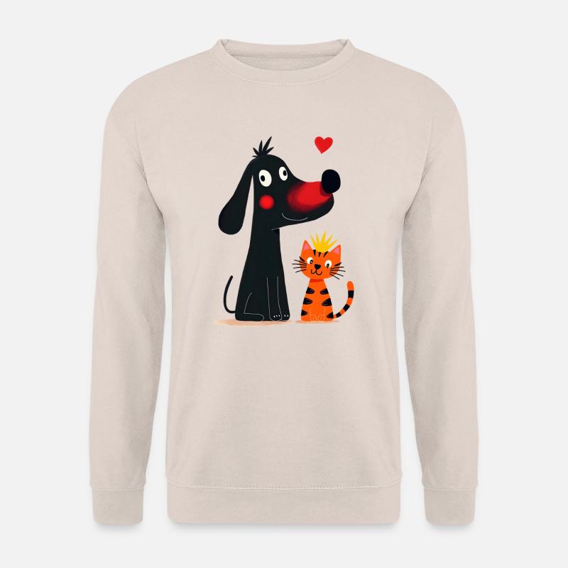 Dog in love with cat - Unisex Pullover - Sand