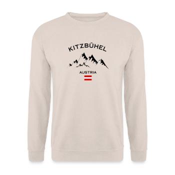 Kitzbühel Ski Resort Austrian Alps Skiing Souvenir - Unisex Sweatshirt - sand - Front - Alina (178cm) & Michal (187cm)
