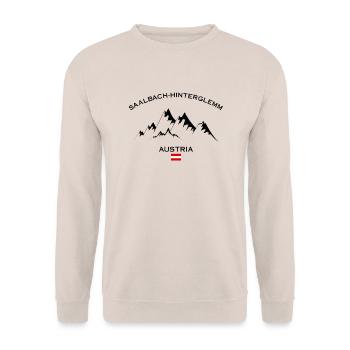 Saalbach Hinterglemm Ski Resort Austrian Alps - Unisex Sweatshirt - sand - Front - Alina (178cm) & Michal (187cm)