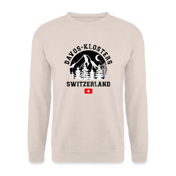 Davos Klosters Ski Resort Schweizer Alpen Souvenir - Unisex Pullover - Sand - Vorne - Alina (178cm) & Michal (187cm)