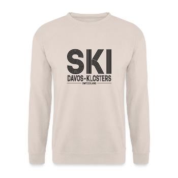 Davos Klosters Ski Resort Schweizer Alpen Souvenir - Unisex Pullover - Sand - Vorne - Alina (178cm) & Michal (187cm)