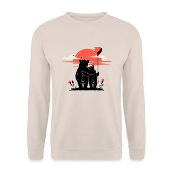 Bär in Liebe - Romantischer Sonnenuntergang - Unisex Pullover - Sand - Vorne - Alina (178cm) & Michal (187cm)