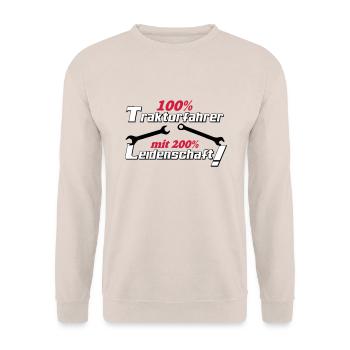Traktor , Trecker ,Traktorfahrer Leidenschaft (25) - Unisex Pullover - Sand - Vorne - Alina (178cm) & Michal (187cm)