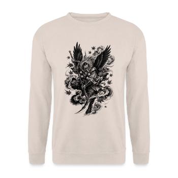 Japanese Tengu in Irezumi Tattoo Style - Unisex Sweatshirt - sand - Front - Alina (178cm) & Michal (187cm)