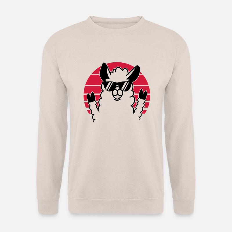 Cooles Lama mit Sonnenbrille - Alpaka-Llama-Lustig - Unisex Pullover - Sand