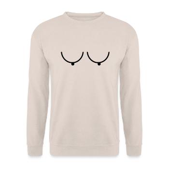 Sexy Brüste Titten Möpse Melonen Geschenk - Unisex Pullover - Sand - Vorne - Alina (178cm) & Michal (187cm)