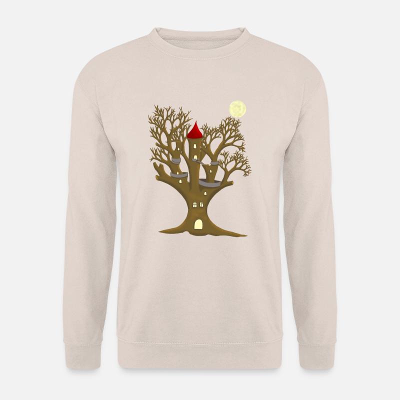 Fantasy Baumhaus Wald Baum Kind Kinder Märchen - Unisex Pullover - Sand