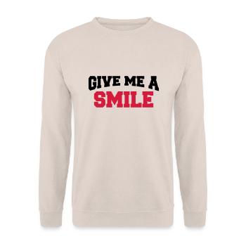 Give me a smile - Unisex Sweatshirt - sand - Front - Alina (178cm) & Michal (187cm)