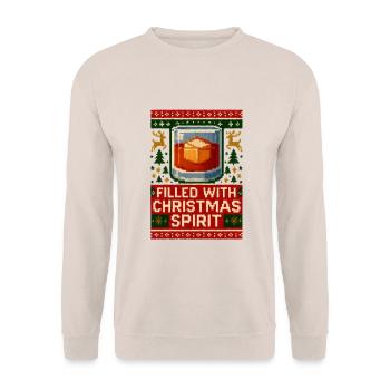 Ugly Christmas Whiskey Spirit - Unisex Sweatshirt - sand - Front - Alina (178cm) & Michal (187cm)