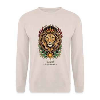 LÖWEN-TOTEM Mut - Unisex Pullover - Sand - Vorne - Alina (178cm) & Michal (187cm)