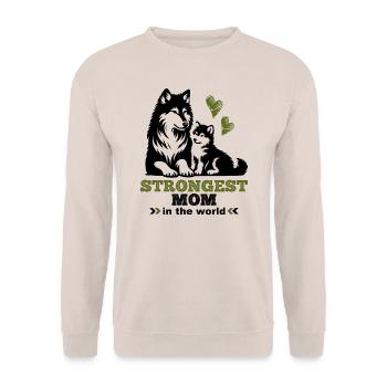 Strong Mom Wolf Best Mom Gift Mother Child - Unisex Sweatshirt - sand - Front - Alina (178cm) & Michal (187cm)