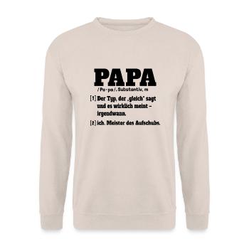 Papa Definition Wörterbuch - Unisex Pullover - Sand - Vorne - Alina (178cm) & Michal (187cm)