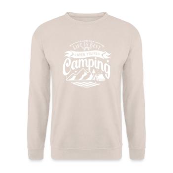 Camping - Life is best, when you're Camping - Unisex Pullover - Sand - Vorne - Alina (178cm) & Michal (187cm)