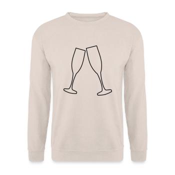 Zwei Sektgläser - Unisex Pullover - Sand - Vorne - Alina (178cm) & Michal (187cm)