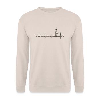 yoga heartbeat - Unisex Pullover - Sand - Vorne - Alina (178cm) & Michal (187cm)