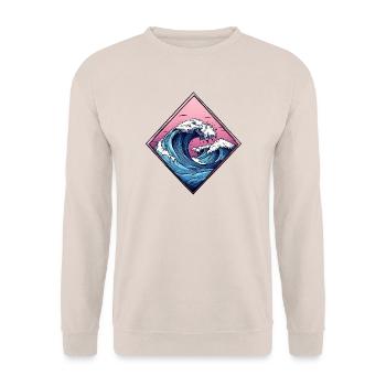 logo vague, forme de losange, dessin océan - Sweat-shirt Unisexe - sable - Devant - Alina (178cm) & Michal (187cm)