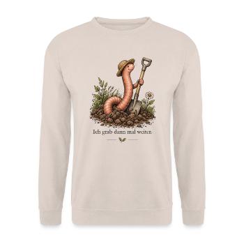 Garten Regenwurm – Ich grab dann mal weiter - Unisex Pullover - Sand - Vorne - Alina (178cm) & Michal (187cm)