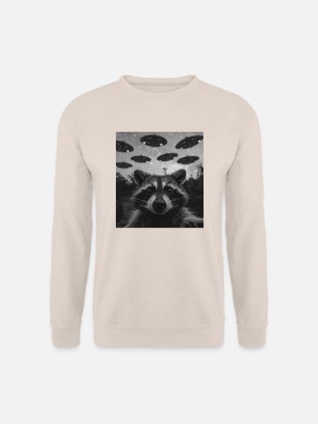 Waschbär Ufo Selfie lustig - Unisex Pullover - Sand