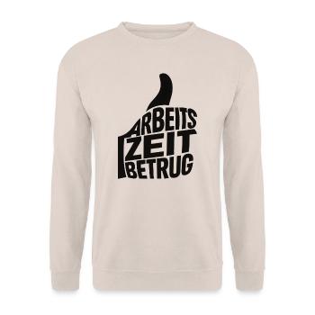 Arbeitszeitbetrug Daumen hoch Deutsche Memes - Unisex Pullover - Sand - Vorne - Alina (178cm) & Michal (187cm)