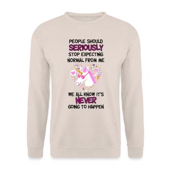 People should stop expecting normal from me - Unisex Pullover - Sand - Vorne - Alina (178cm) & Michal (187cm)