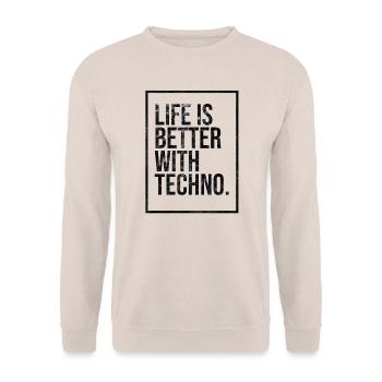 BETTER WITH TECHNO - Unisex Pullover - Sand - Vorne - Alina (178cm) & Michal (187cm)