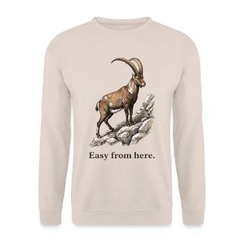 Steinbock Ab hier gemütlich - Unisex Pullover - Sand - Vorne - Alina (178cm) & Michal (187cm)