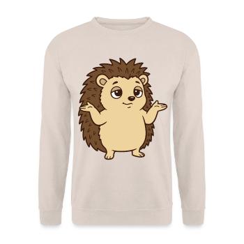 Igel Schulterzucken - Unisex Pullover - Sand - Vorne - Alina (178cm) & Michal (187cm)
