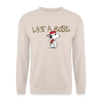 Peanuts Snoopy Like A Boss - Unisex Sweatshirt - sand - Front - Alina (178cm) & Michal (187cm)