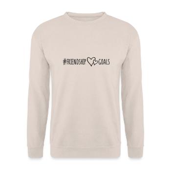 friendship goals hearts - Unisex Pullover - Sand - Vorne - Alina (178cm) & Michal (187cm)