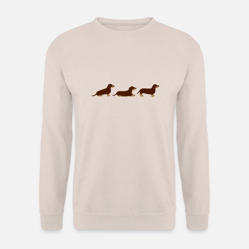 Sitz Platz Steh Rauhaardackel vektor - Unisex Pullover - Sand