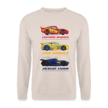 Cars Lightning McQueen & Co Im Seitenprofil - Unisex Pullover - Sand - Vorne - Alina (178cm) & Michal (187cm)