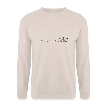 Papierschiffchen - Unisex Pullover - Sand - Vorne - Alina (178cm) & Michal (187cm)