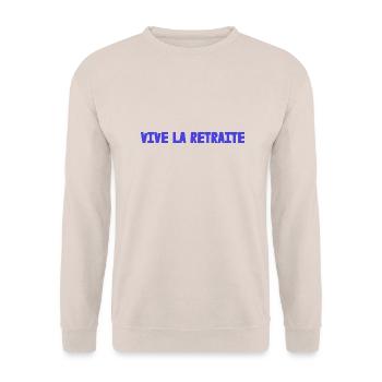 RETIREMENT. HAPPY RETIREMENT. HAPPY RETIREMENT. HEART - Unisex Sweatshirt - sand - Front - Alina (178cm) & Michal (187cm)