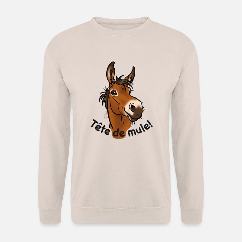Mule, Tête de mule! (texte noir) - Sweat-shirt Unisexe - sable