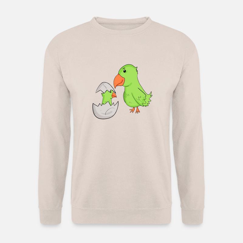 Papagei mit Baby Papagei - Unisex Pullover - Sand