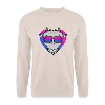 Bisexuell Ziege Geschenk - Unisex Pullover - Sand - Vorne - Alina (178cm) & Michal (187cm)