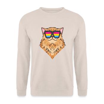 Chat persan pansexuel - Chat avec lunettes - Sweat-shirt Unisexe - sable - Devant - Alina (178cm) & Michal (187cm)