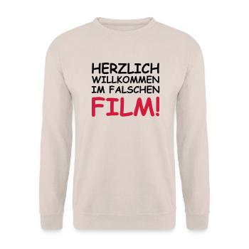 Herzlich willkommen im falschen Film! - Unisex Pullover - Sand - Vorne - Alina (178cm) & Michal (187cm)