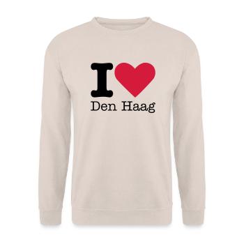 I Love Den Haag - Unisex Pullover - Sand - Vorne - Alina (178cm) & Michal (187cm)