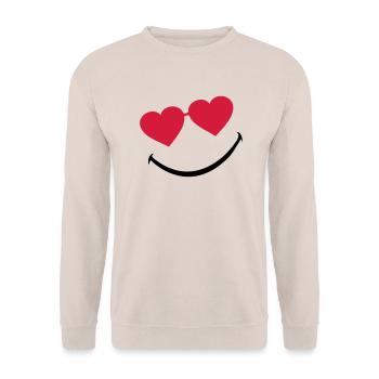 smileface_5 - Unisex Pullover - Sand - Vorne - Alina (178cm) & Michal (187cm)