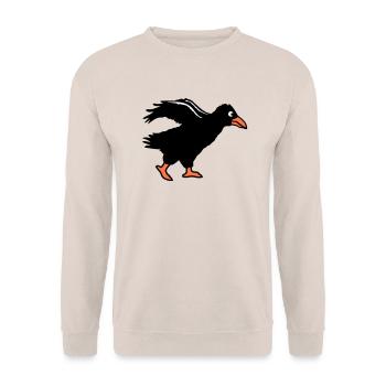 Raven bird walks crow fast running running funny - Unisex Sweatshirt - sand - Front - Alina (178cm) & Michal (187cm)