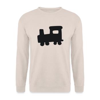 Zug - Lokomotive - Lok - Unisex Pullover - Sand - Vorne - Alina (178cm) & Michal (187cm)