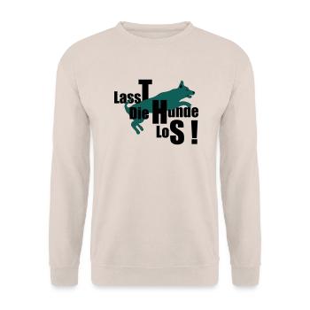 lassT die Hunde loS - Unisex Pullover - Sand - Vorne - Alina (178cm) & Michal (187cm)