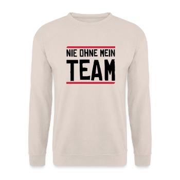 nie ohne mein team - Unisex Pullover - Sand - Vorne - Alina (178cm) & Michal (187cm)